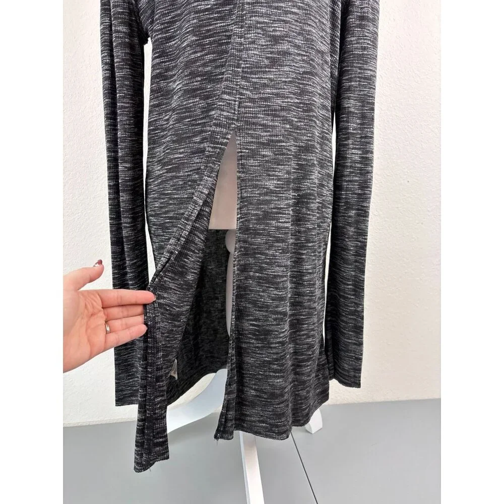 Free People women's large black‎ grey mock neck stonecold ribbed tunic top NWT